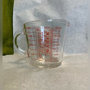 Vintage Pyrex Measuring Cup #532 D Handle 4-Cup 1-Quart Glass MADE IN USA 1950s